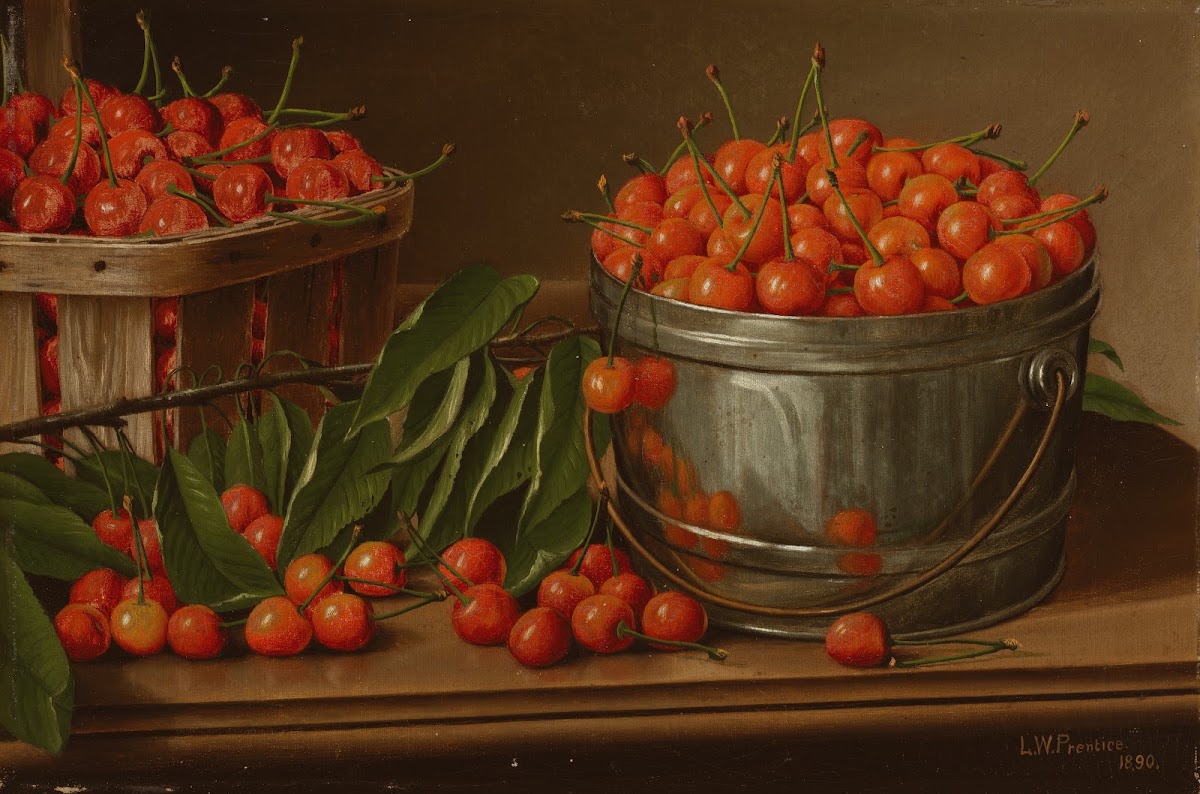 Cherries in Bucket Still Life with Cherries and Pail 1890