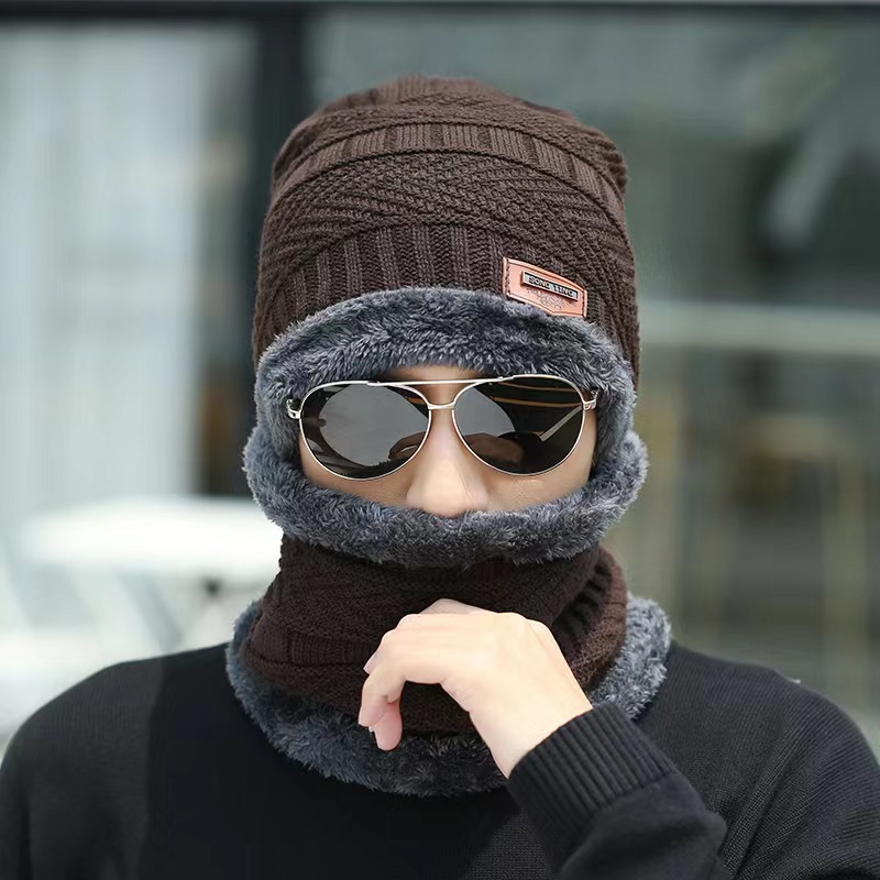 Winter Set: Lined knitted hat with ear protection and scarf