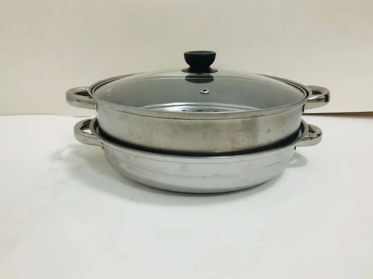 Stainless Steel Soup Pot, 28 cm, Double-Walled, Glass Lid