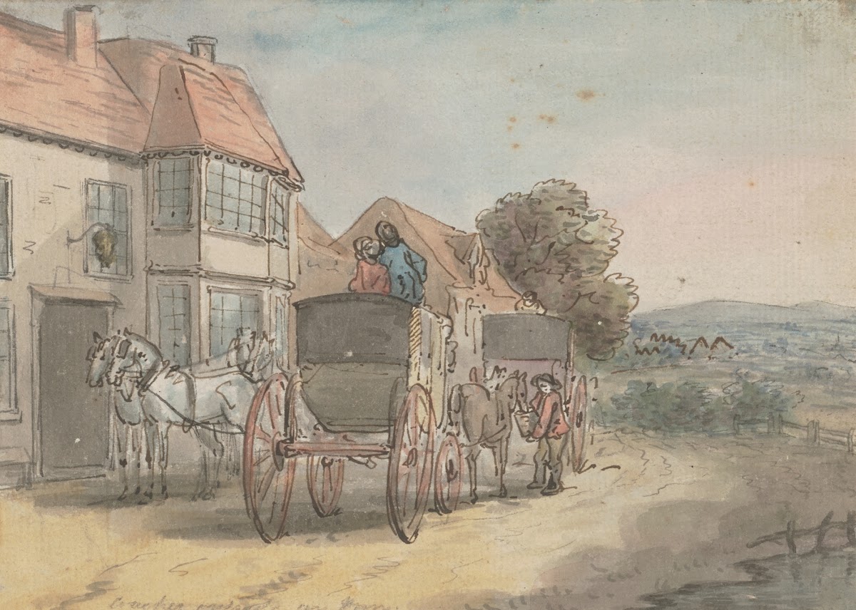 Coaches outside an inn ca 17801825