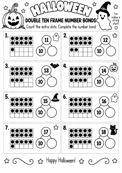 Halloween Double Ten Frame Number Bonds