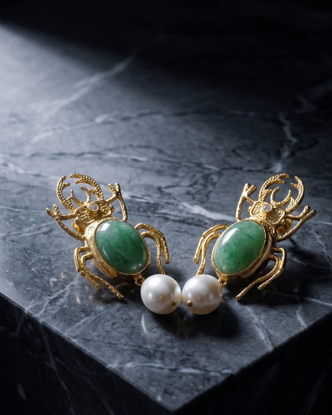 Mystic Scarab Jade Earrings