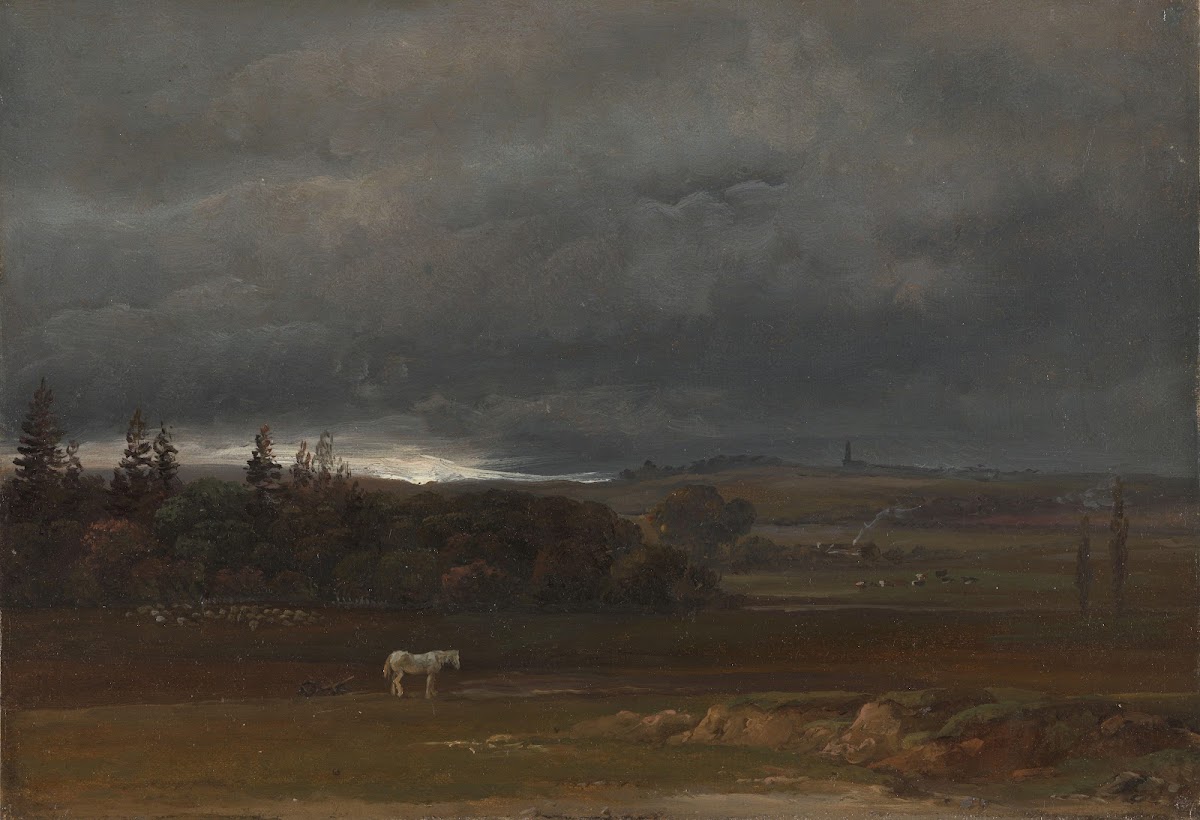 Fields near Dresden with a white Horse 1819