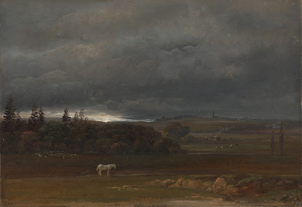 Fields near Dresden with a white Horse 1819