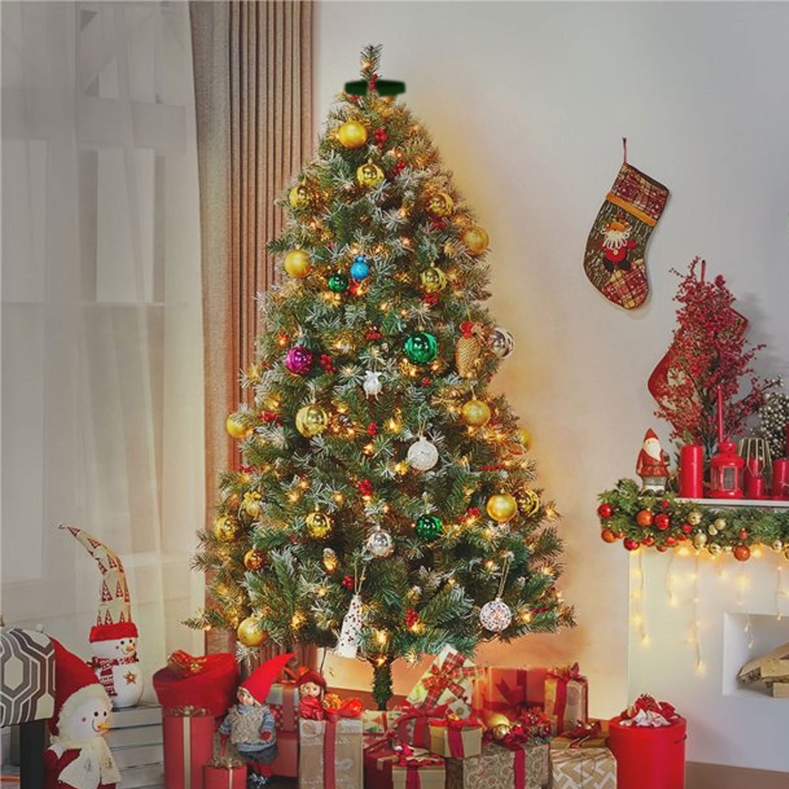 LED-Weihnachtsbaum-Lichterkette mit Sternaufsatz