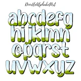 Canva Retro Letters Block Shadow font Complete Alphabet photo 3 template 28
