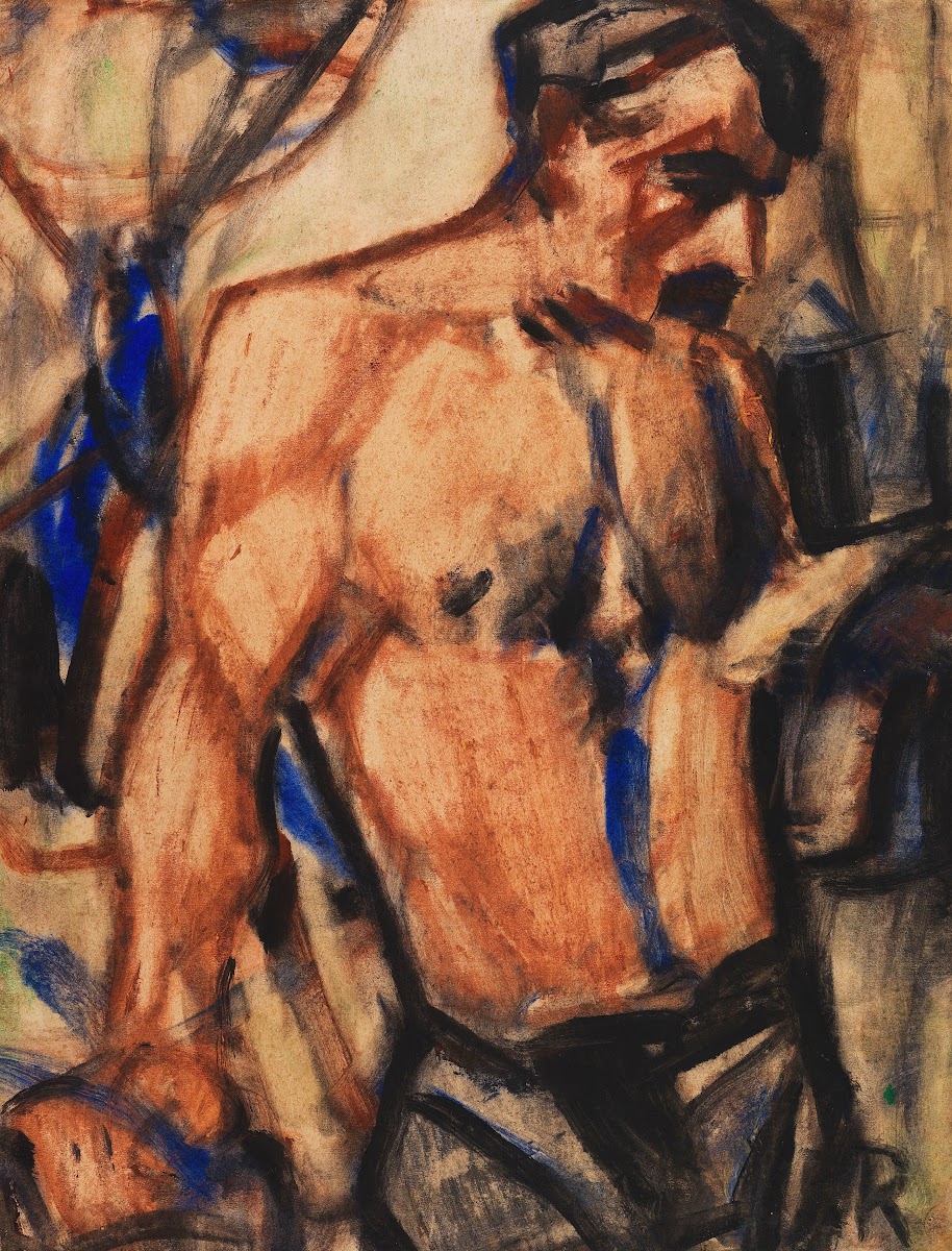 Arbeiter mit nacktem Oberkörper 1920 30