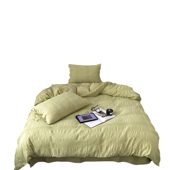 Cotton seersucker bedding set, solid color