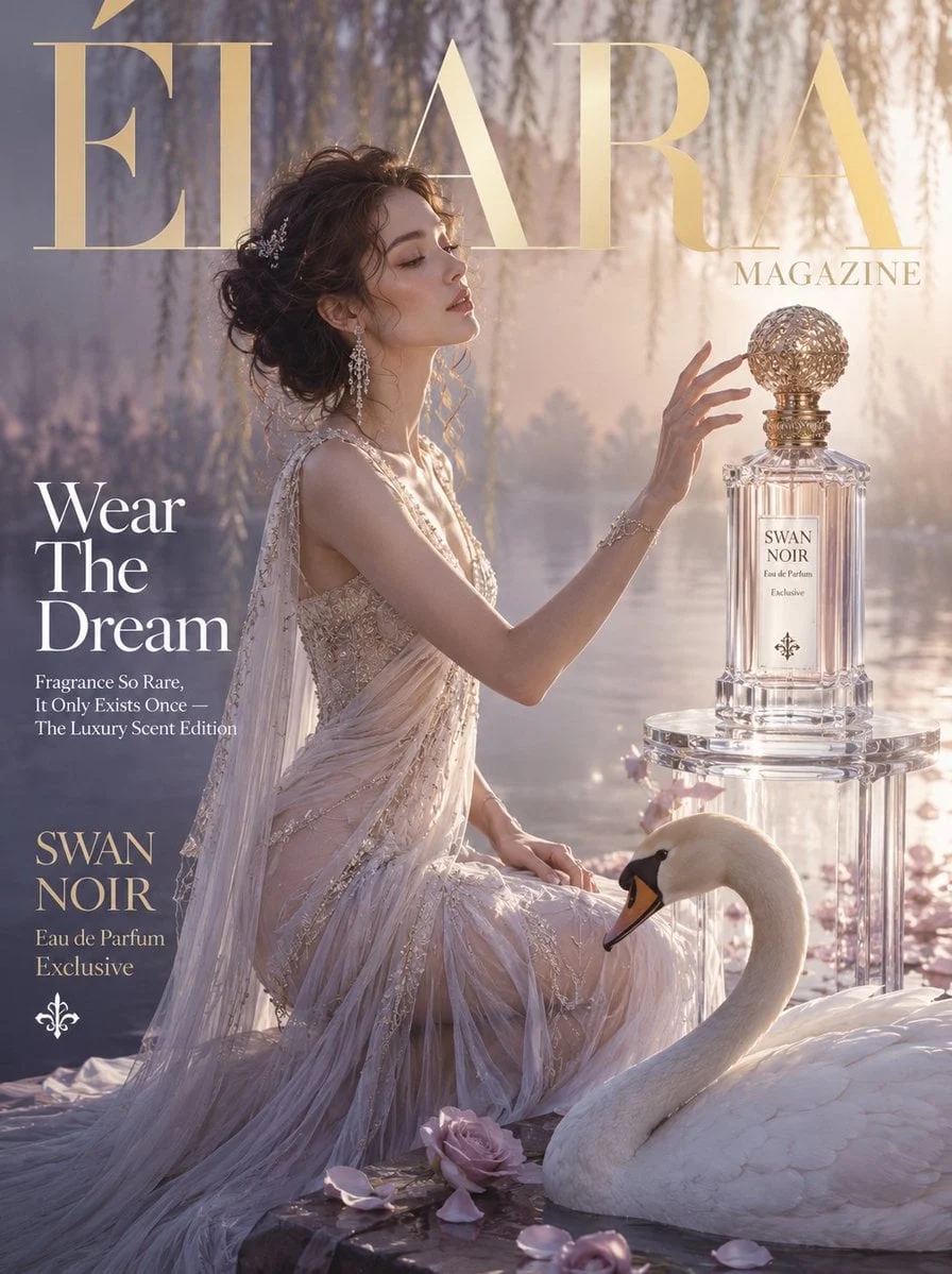 Portada de moda de lujo de la revista Elara