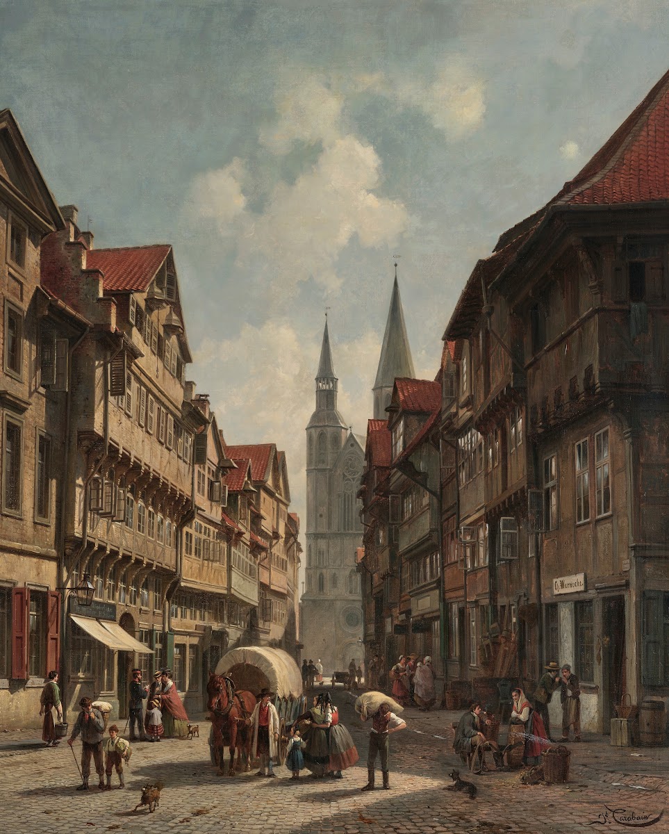A street view in Brunswick 19th century