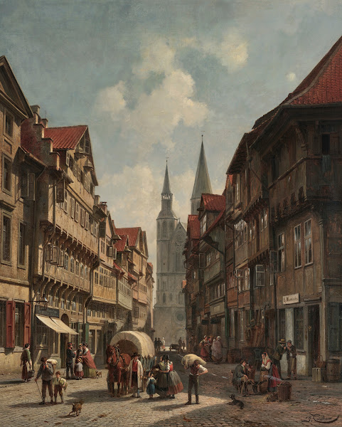 A street view in Brunswick 19th century