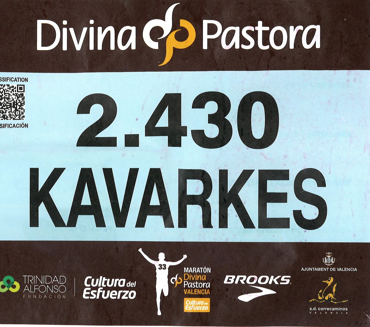 Dorsal de Maraton Valencia