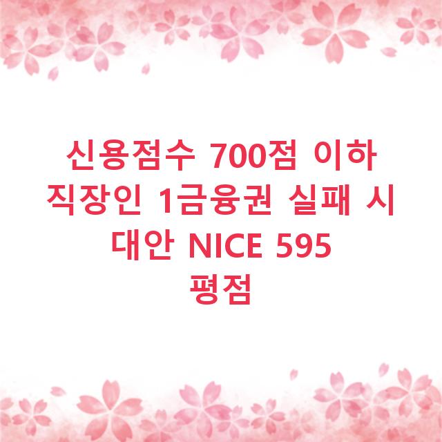 신용점수 700점 이하 직장인 1금융권 실패 시 대안 NICE 595 평점