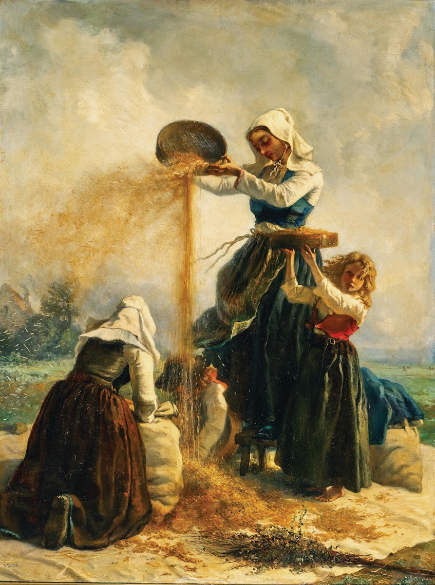 Three Women In A Field During The Harvest