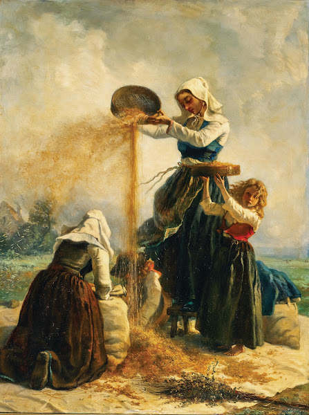 Three Women In A Field During The Harvest