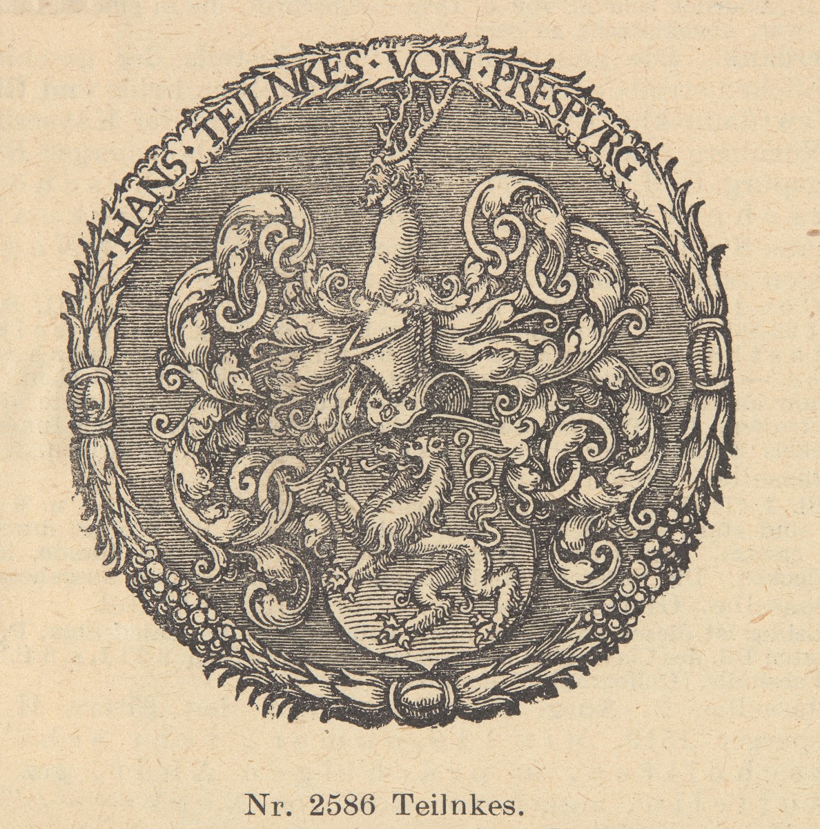 Hans Teilnkes von Presburg  ekslibris albo herb 1906 1910