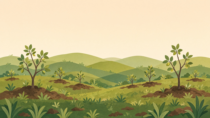 The earth yielding grass and trees on day three — Origin Bible free Bible image