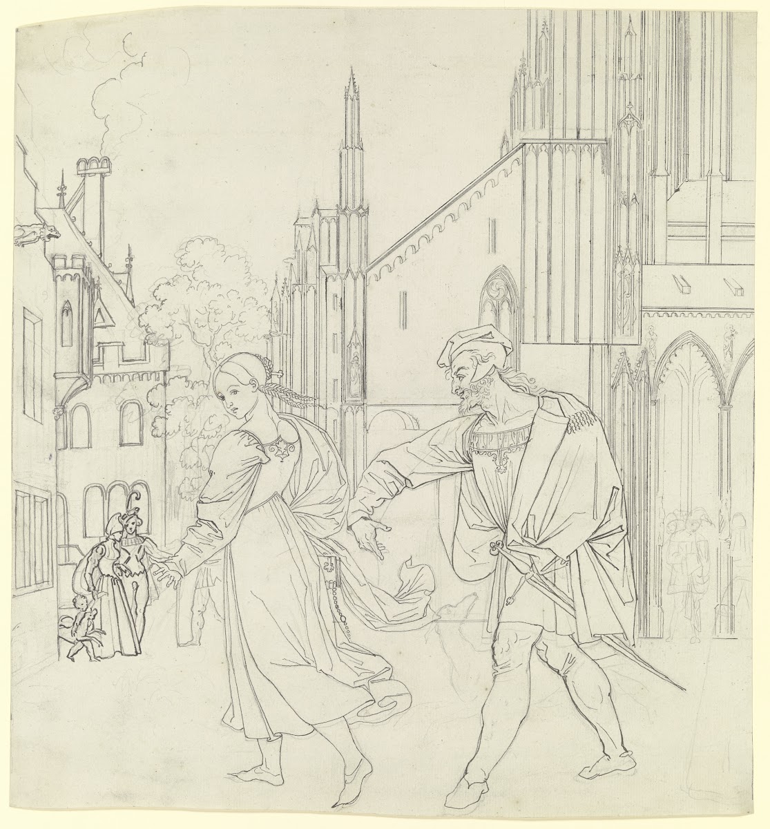 Szene am Ausgang der Kirche 1811