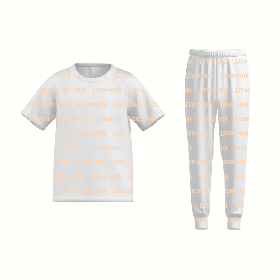 AOP Children's Short Sleeve & Sweatpants Pajama Set