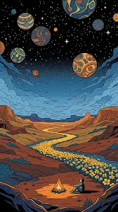Cosmic Canyon Campfire Illustration