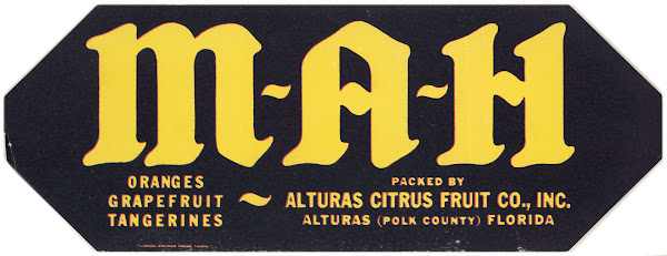 M A H Citrus Label 1930 1950