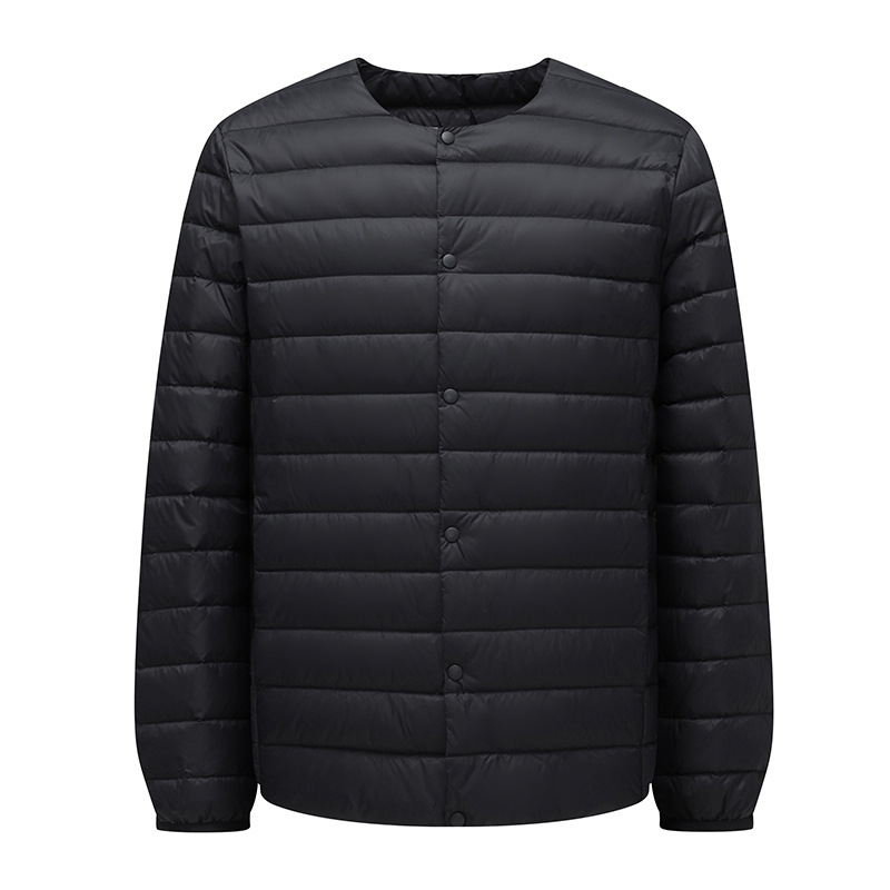Unisex down jacket, lightweight, with variable neckline