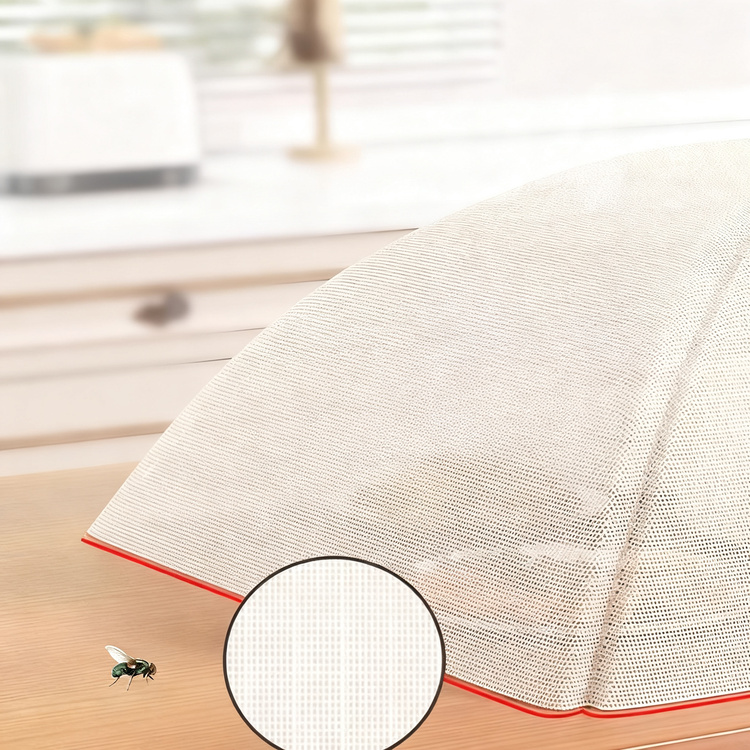 Foldable food cover made of mesh fabric
