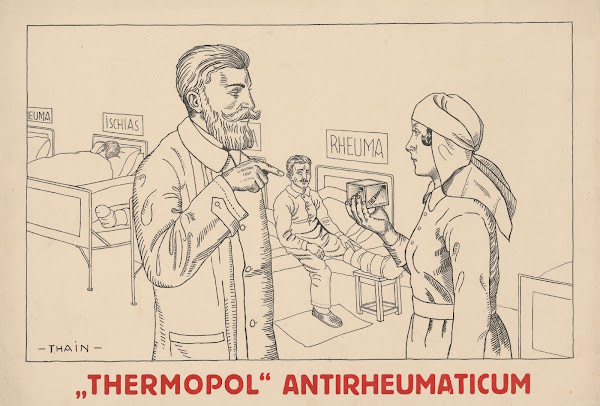Plagát na antireumatické tabletky Thermopol okolo 1940