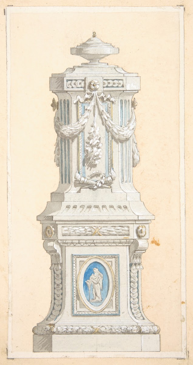 Design for an ornamented stone pedastal surmounted by an urn 183097