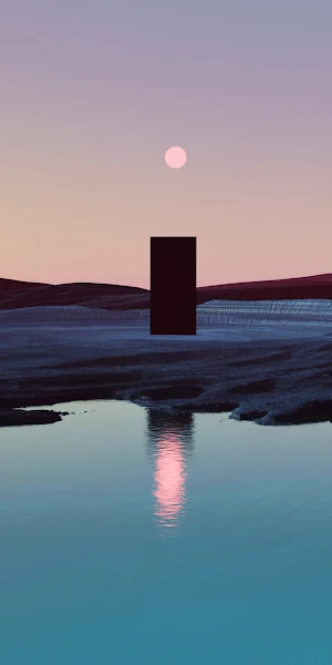 Surrealism, Monolith, Sunset, Reflection 4K iPhone Wallpaper Background