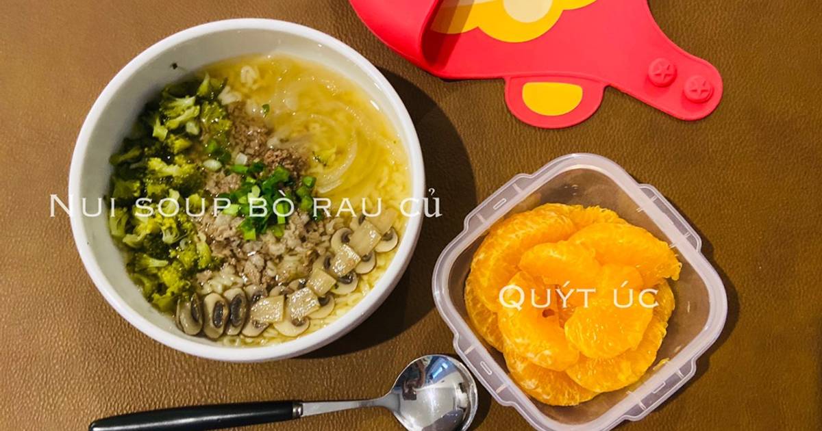 Soup bò rau củ (ăn kèm mì/nui)- ăn dặm