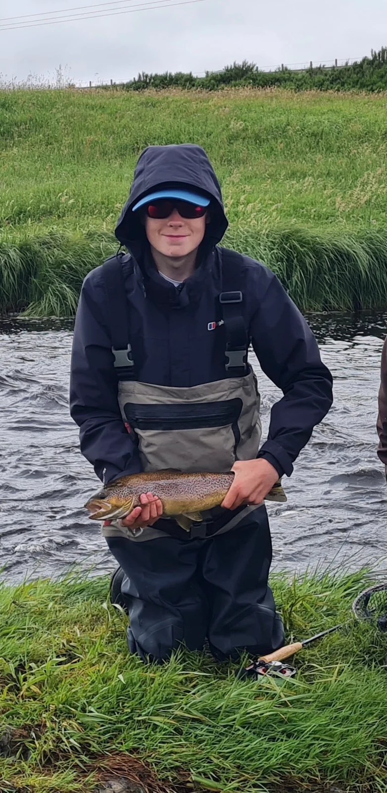 Jack Nicolson with a Brown Trout caught Euro nymphing on the River Clyde