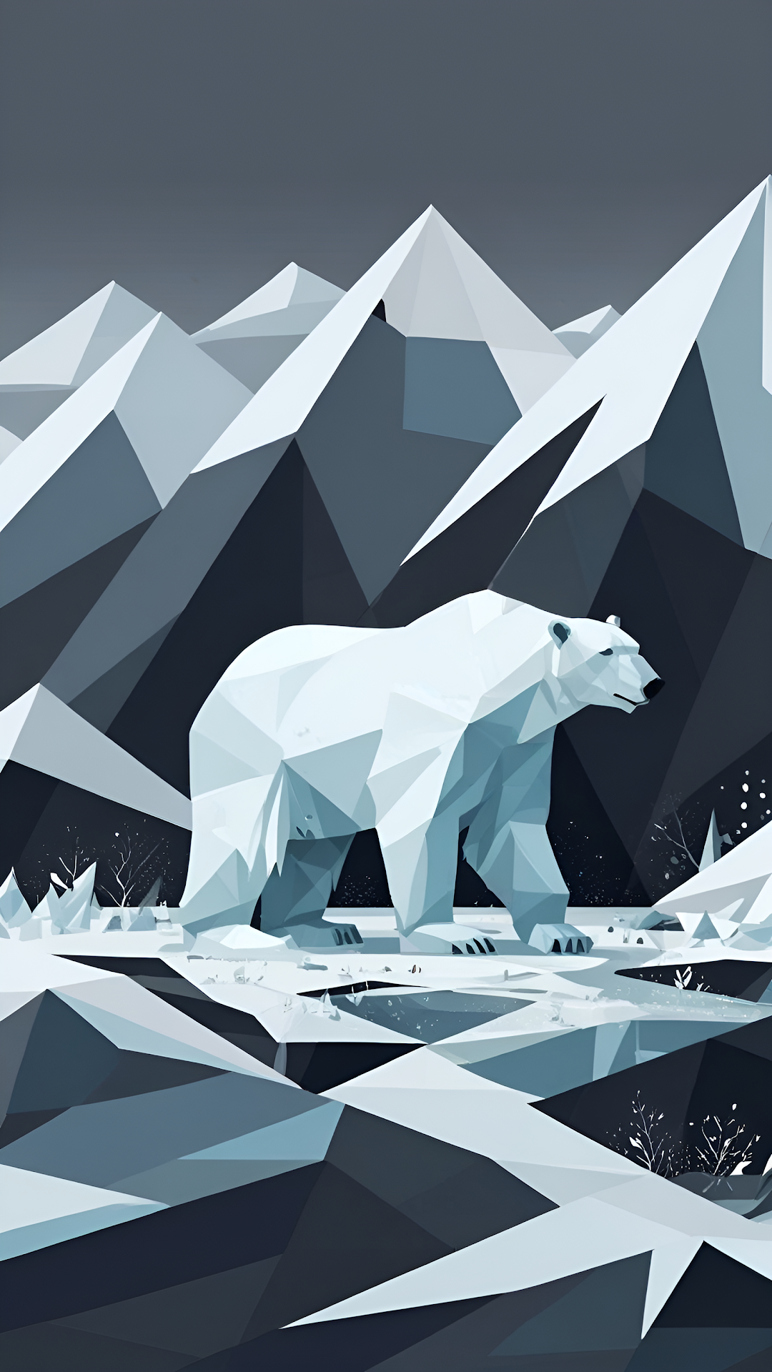 Low Poly Polar Bear Arctic Geometric Illustration - Free 4K mobile Wallpaper