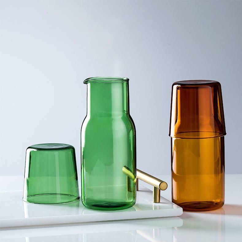 Glass pitcher with glass, heat-resistant