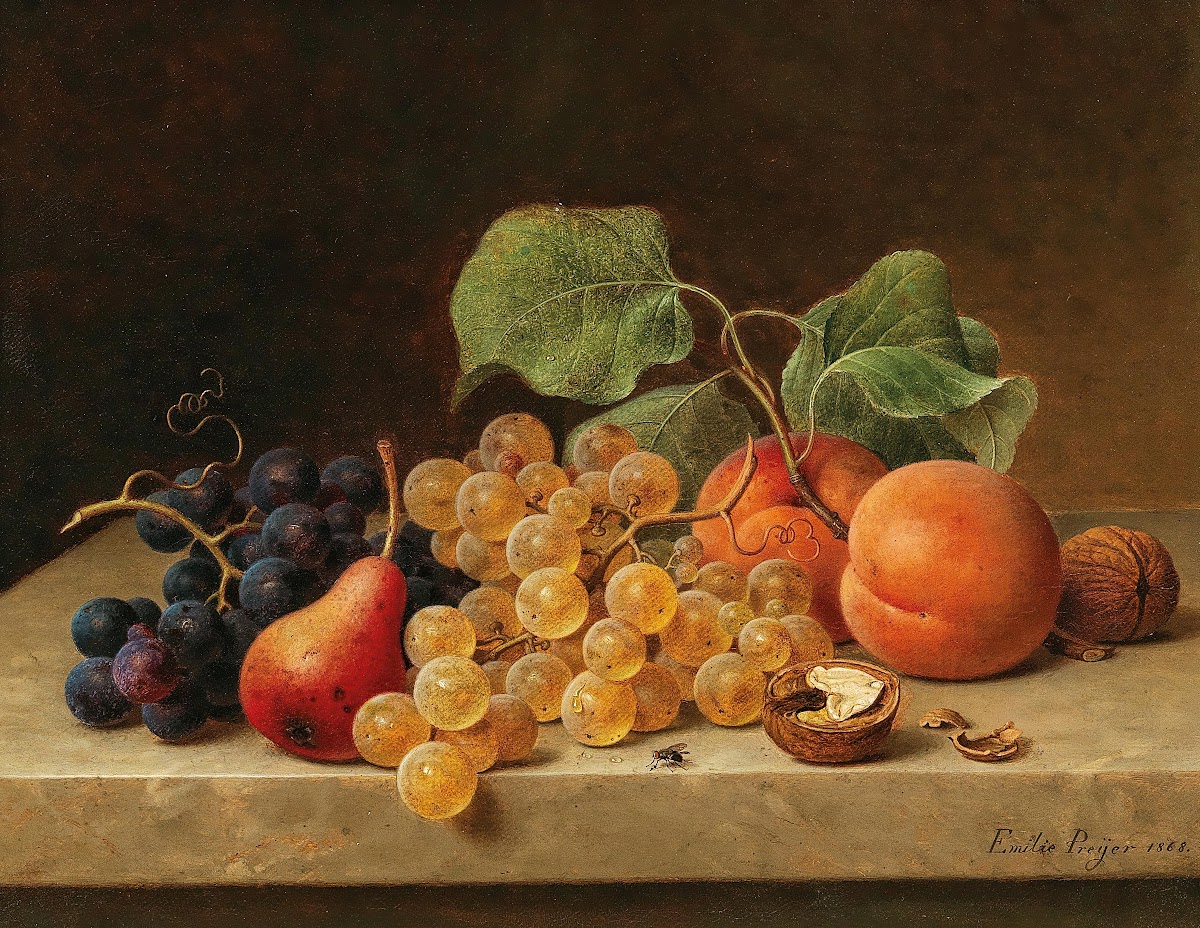 Still Life with Grapes Peaches a Pear and Nuts 1869