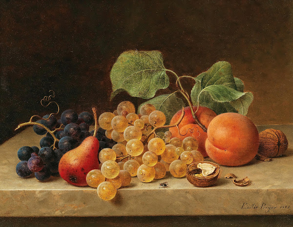 Still Life with Grapes Peaches a Pear and Nuts 1869