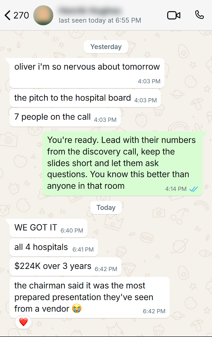 Client message on WhatsApp