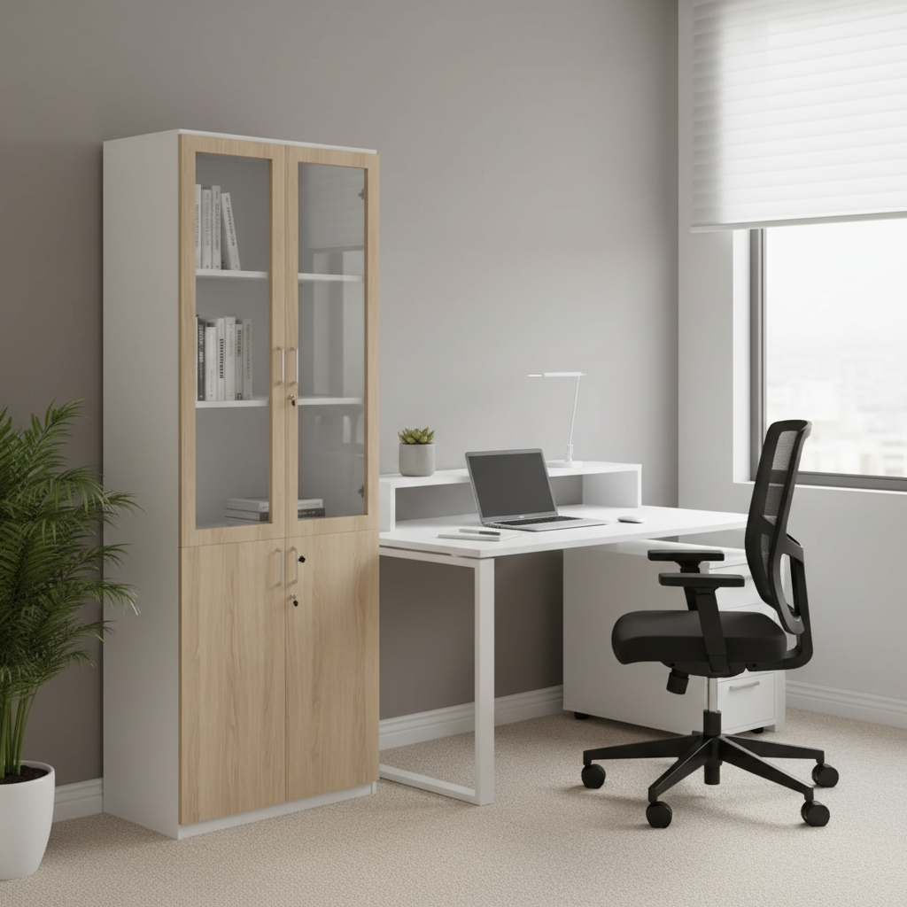 RADAR Color Full Height Four-Door Glass Cabinet