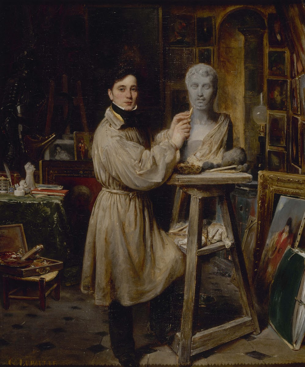 Jean Pierre Dantan 1800 1869 dans son atelier modelant le buste de Lépaulle 1835