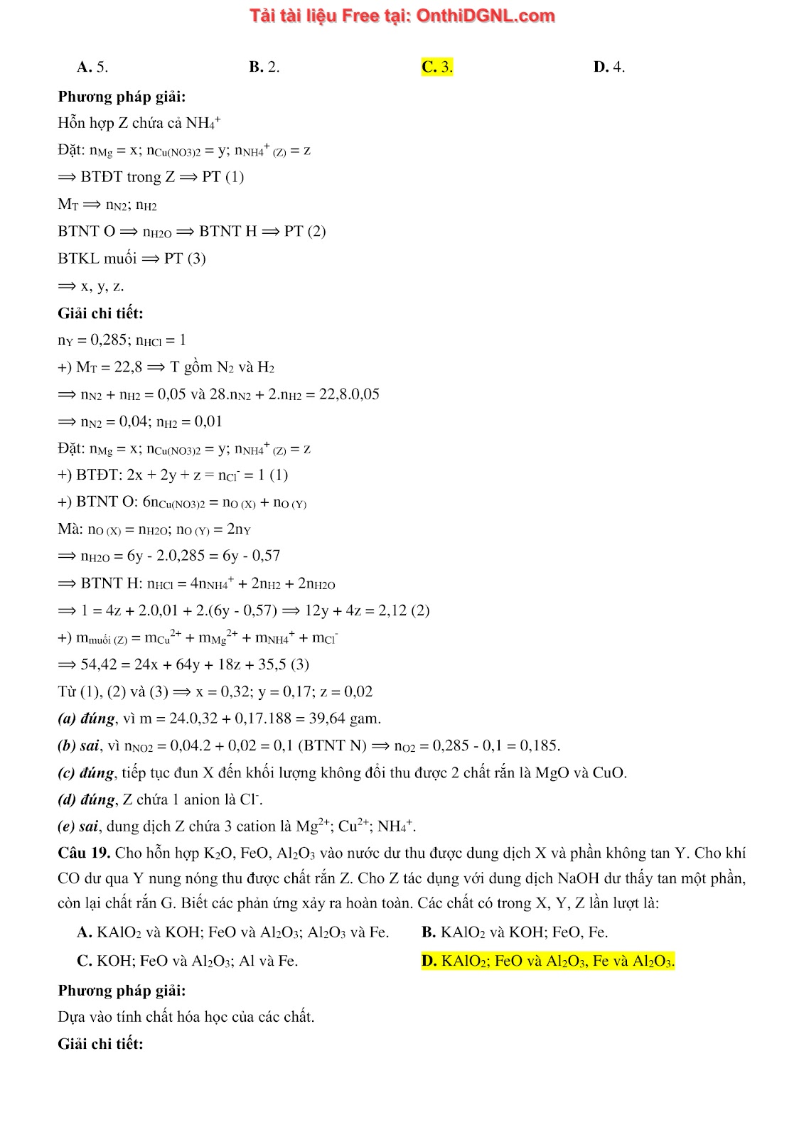 135 bài tập môn Hóa học - Ôn thi ĐGNL Bách khoa Hà nội Phần 9