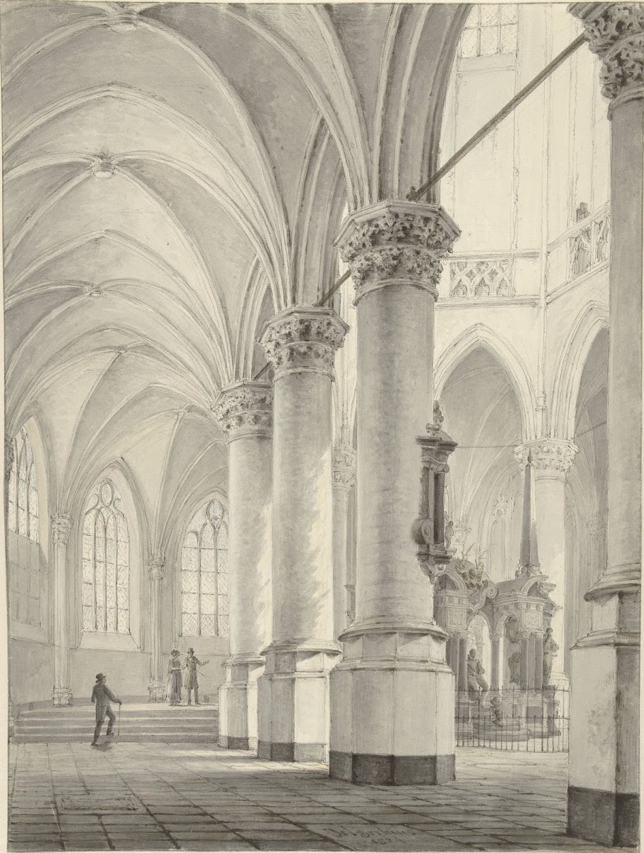 Interieur van de Nieuwe Kerk te Delft 1824