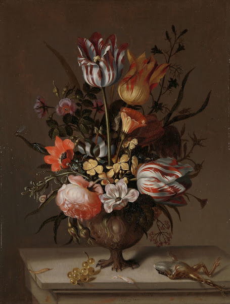 Still Life with a Vase of Flowers and a Dead Frog 1634