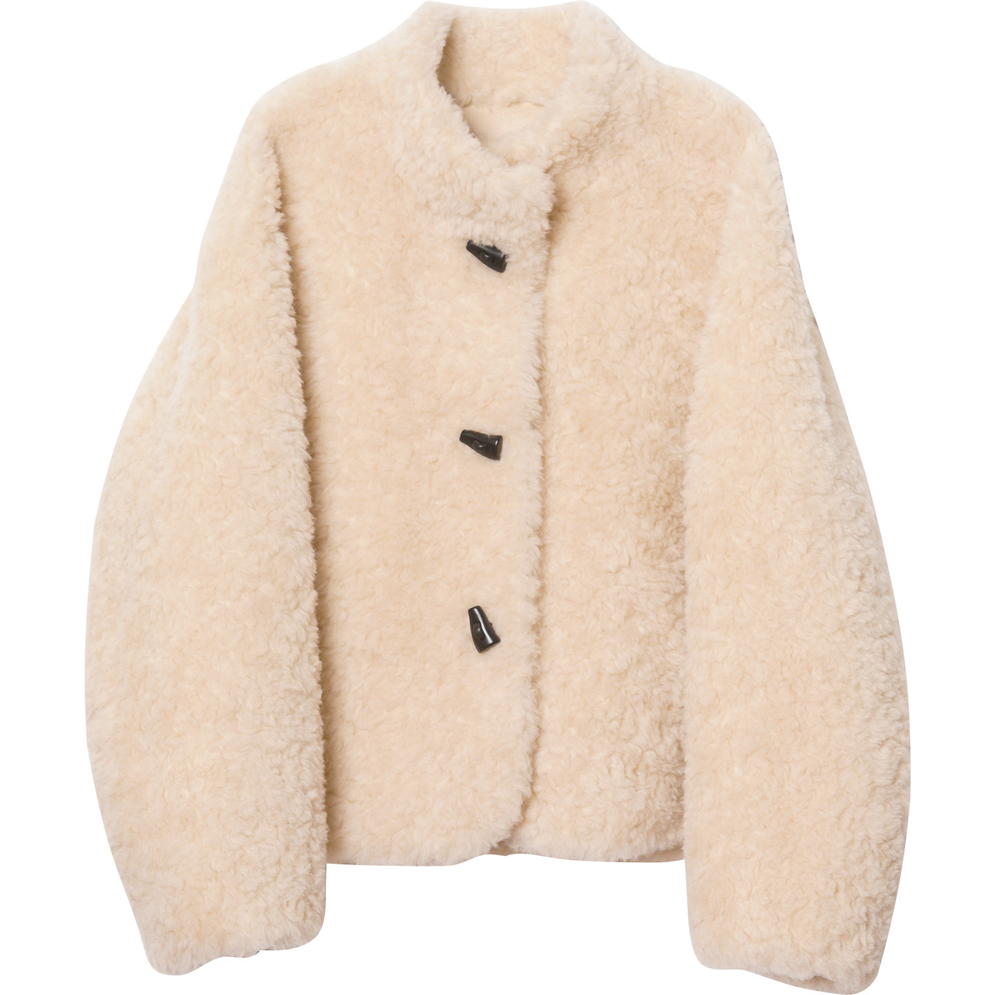 Damen-Lammfellimitat-Jacke mit Stehkragen