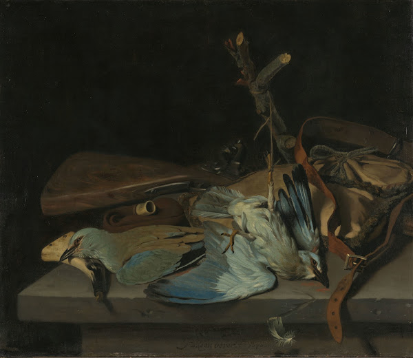 Still life with hunting implements and birds 1670