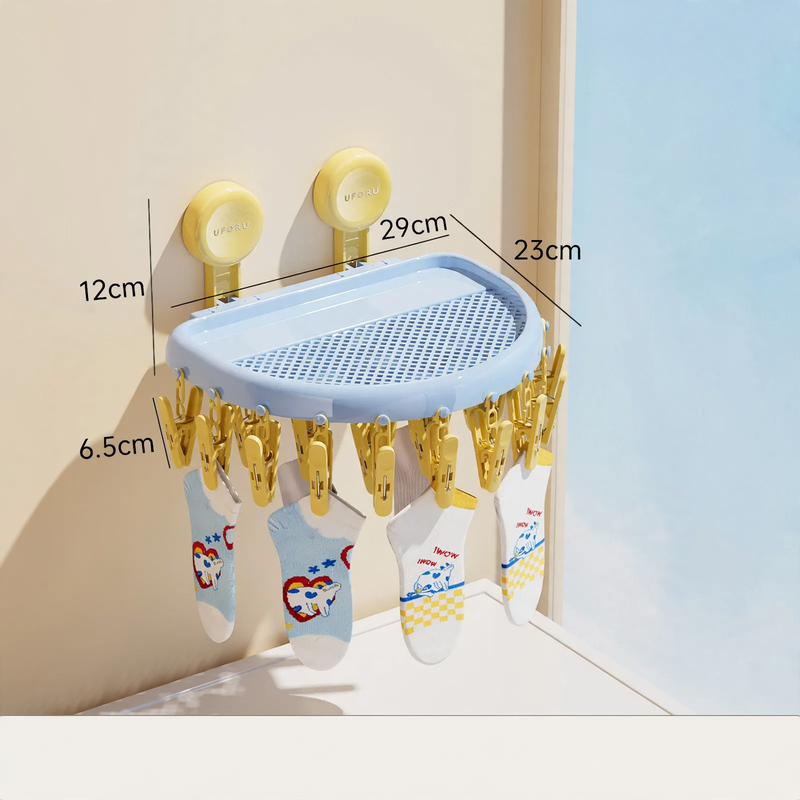Clothes drying rack and clips, plastic, model DD2516-1