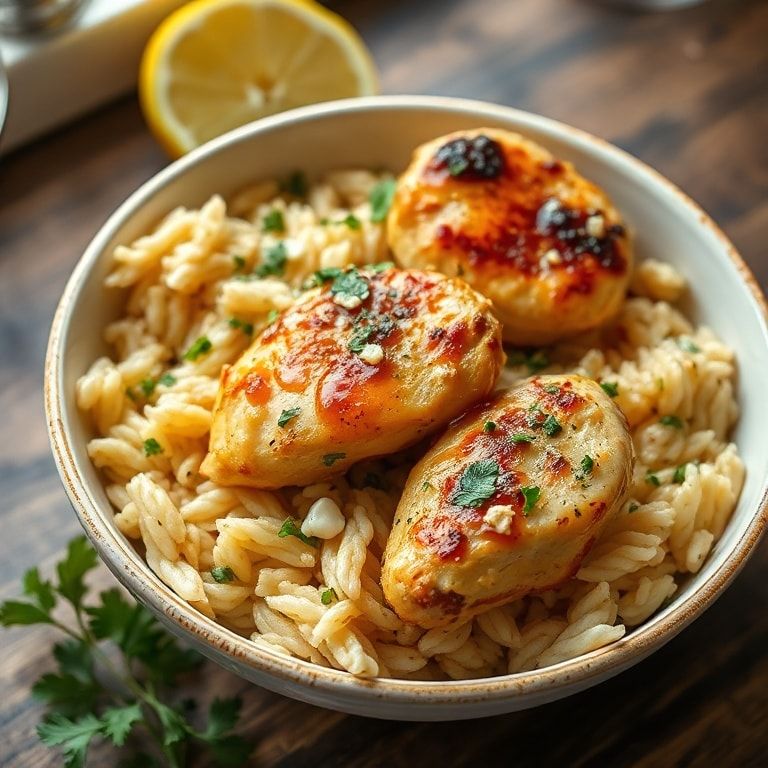Easy Greek Chicken Bowls with Lemon Orzo for Dinner – Quick & Flavorful finished