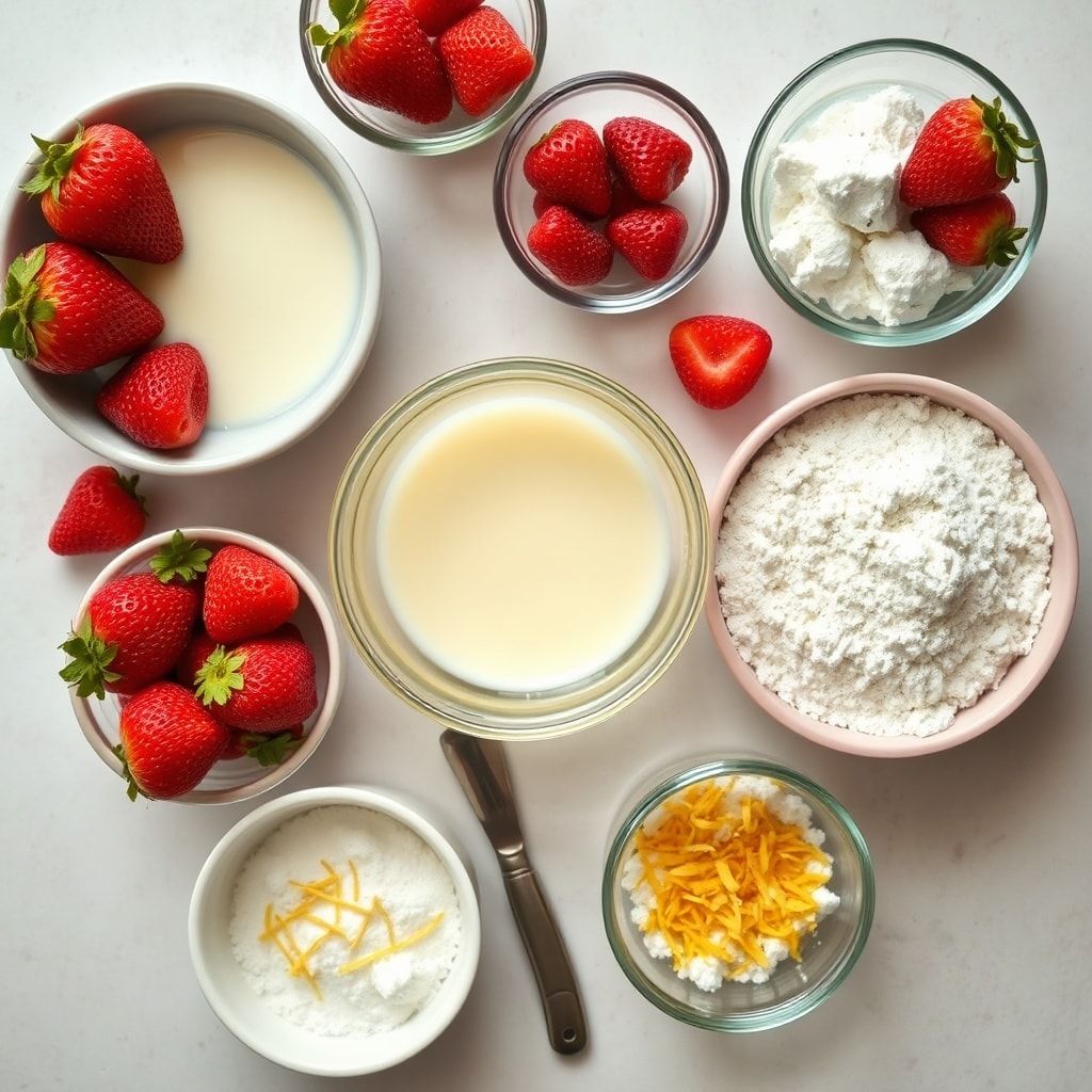 Ingredients for Classic Strawberry Buttermilk Pie Recipe for Easy Dessert (Homemade 40-Minute Treat!)