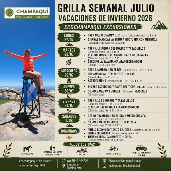 Grilla Semanal de Excursiones