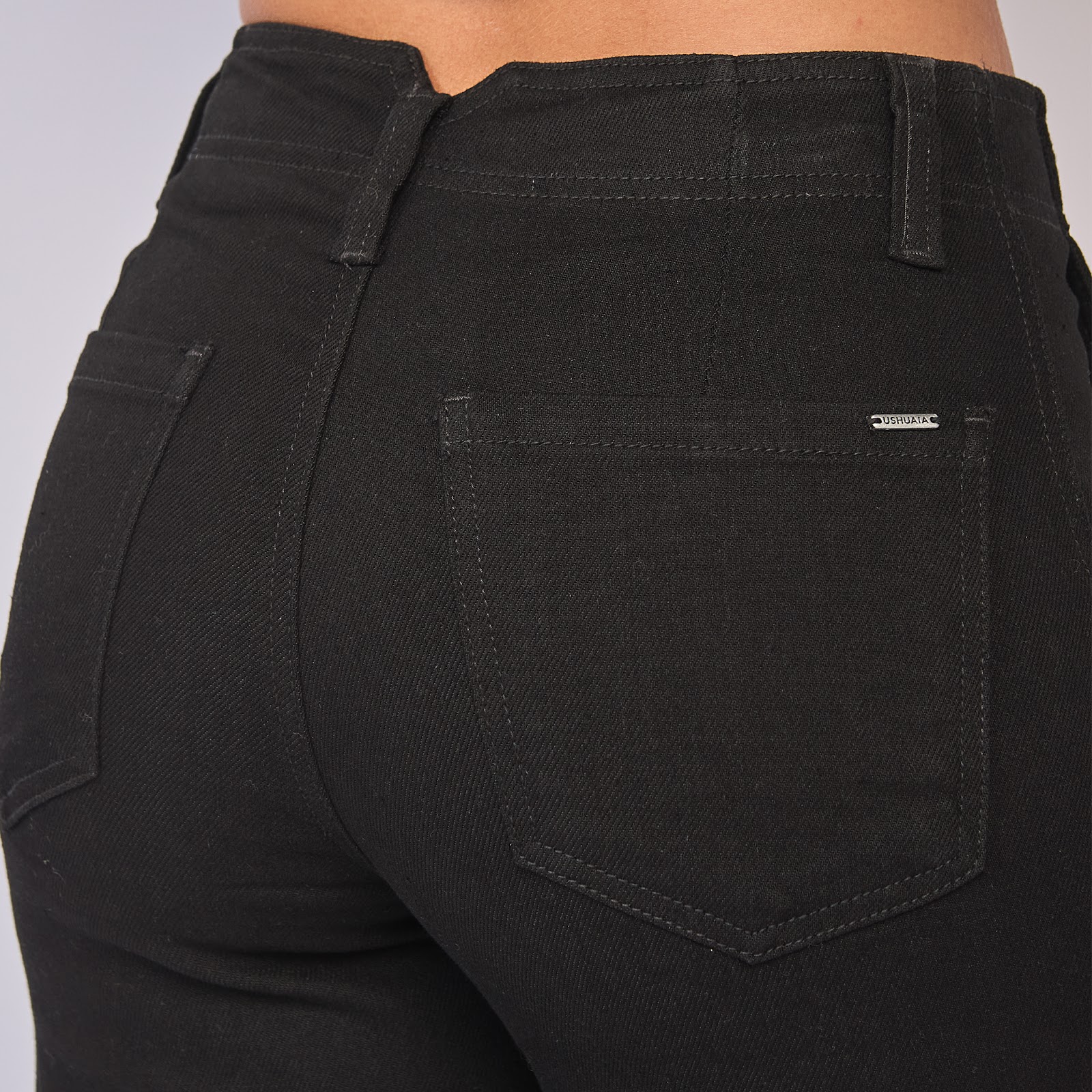 Jean dama wide leg tiro alto licrado, color Negro - Vista 6