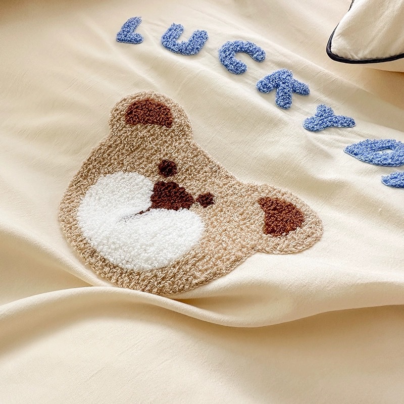 Bed linen set made from washed cotton, cartoon design